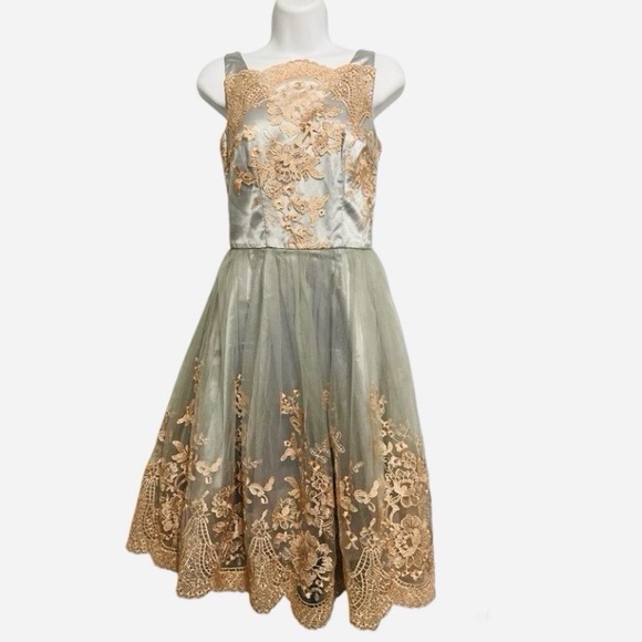 Chi Chi London Dresses & Skirts - Chi Chi London Lace Midi Dress | Silver & Rose Gold | Elegant Party Dress
